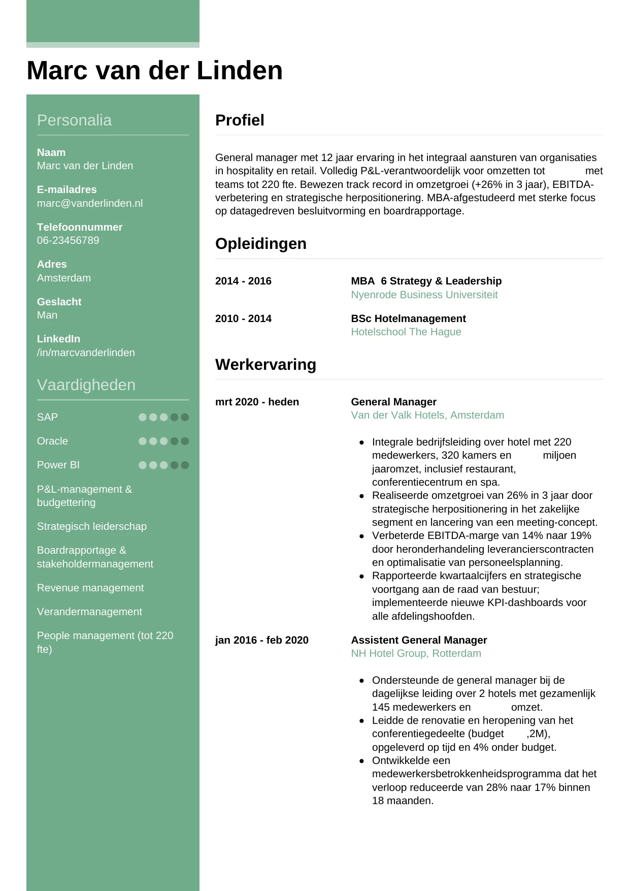 CV Casual voor general manager