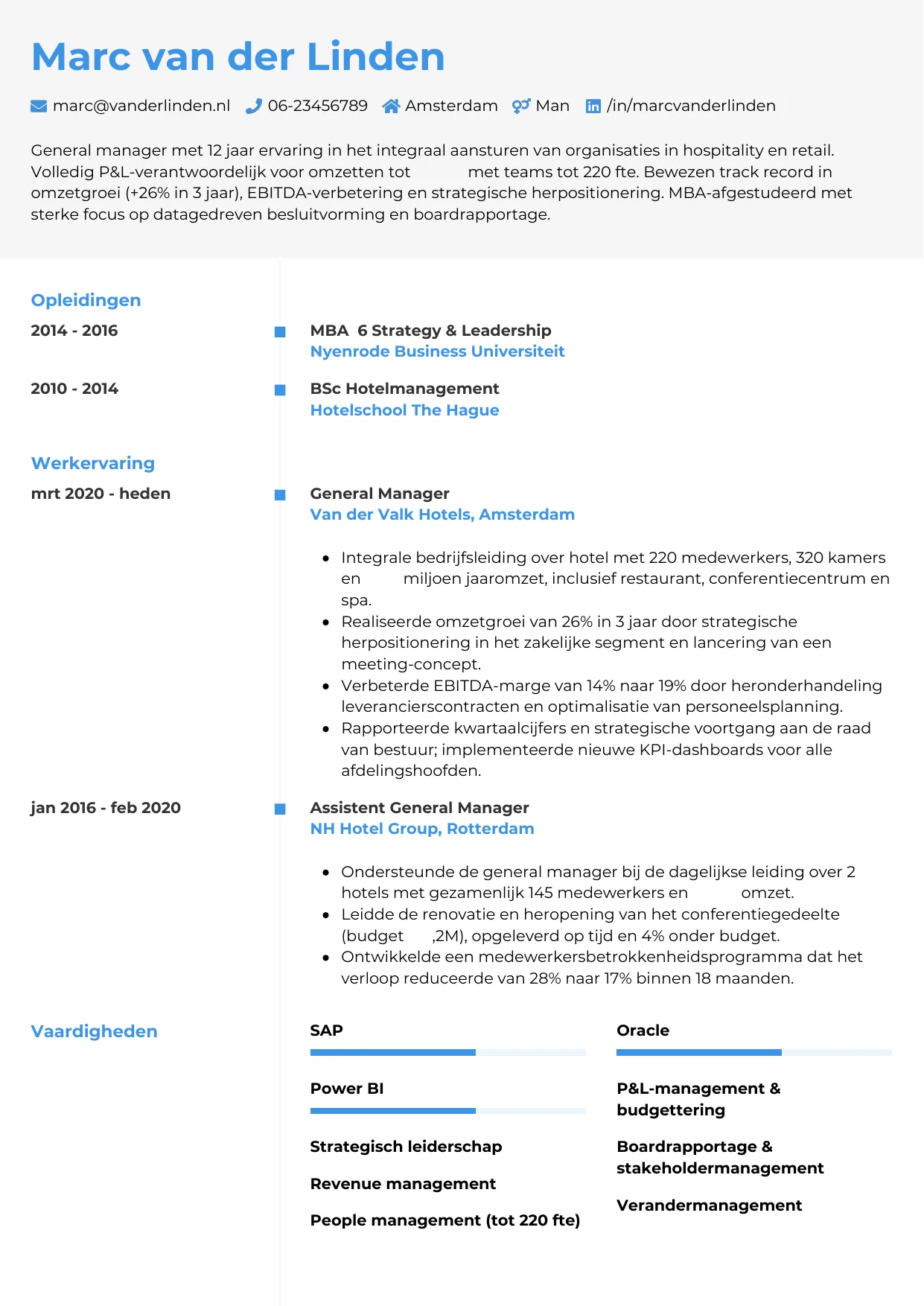 CV Chrono voor general manager