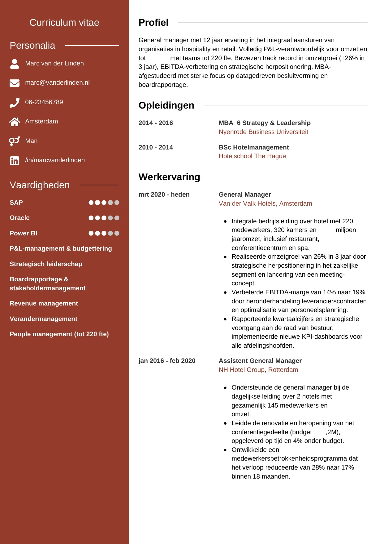 CV Modern voor general manager
