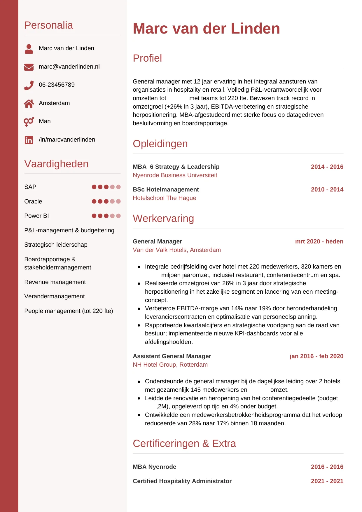 CV Verticaal voor general manager