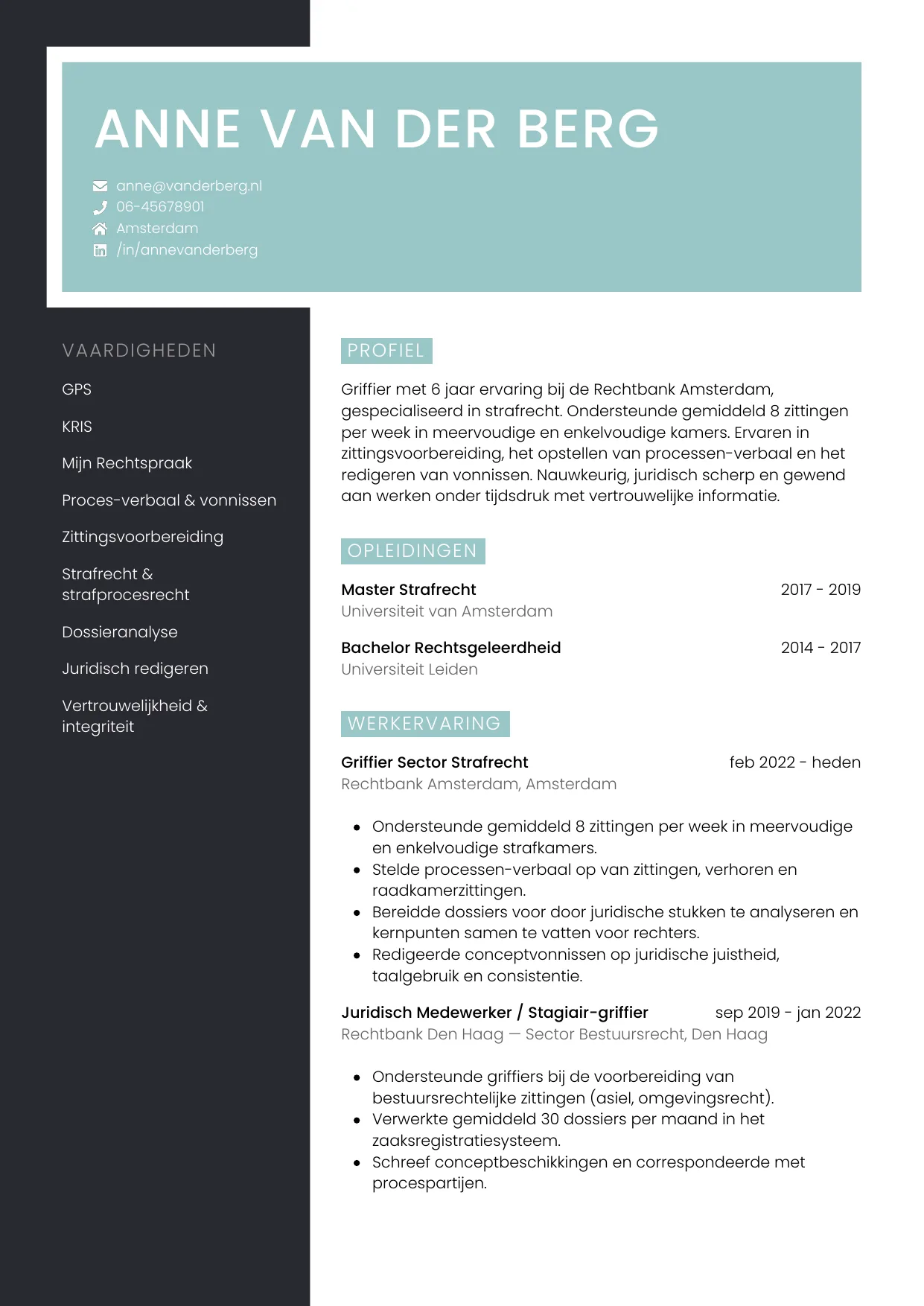 CV Elegant voor griffier