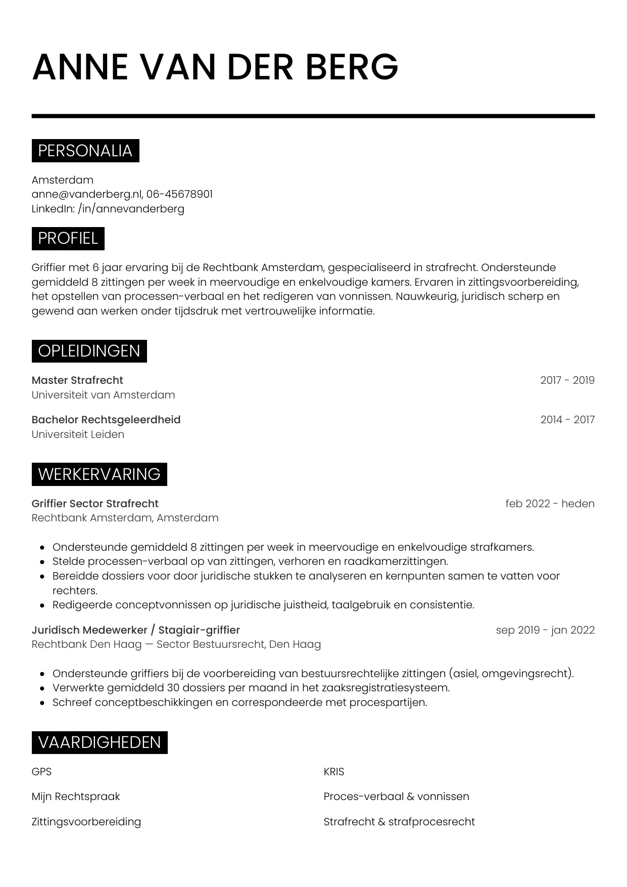CV Metro voor griffier
