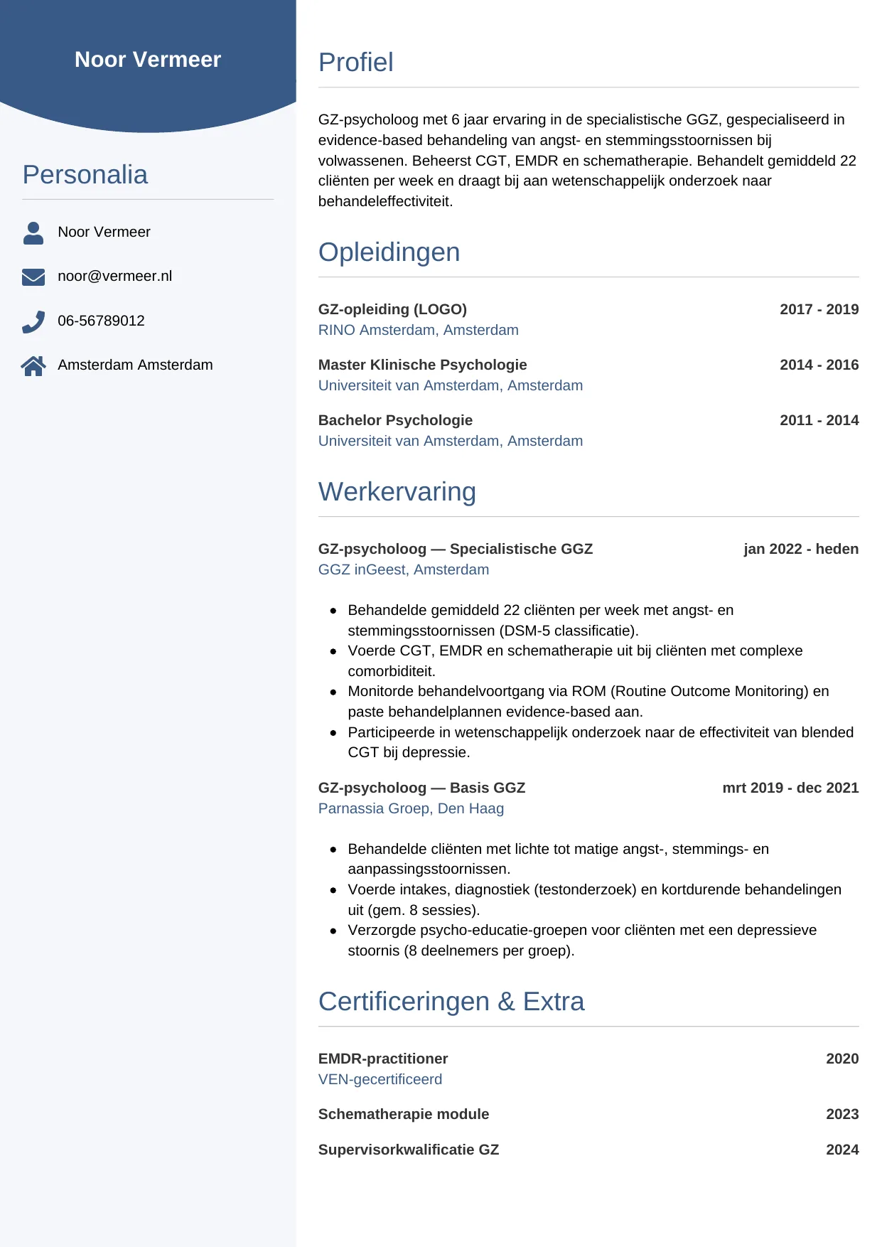 CV Circulair voor gz-psycholoog