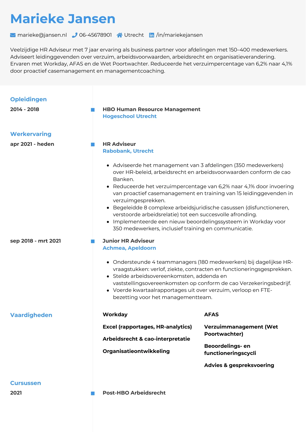 CV Chrono voor hr adviseur