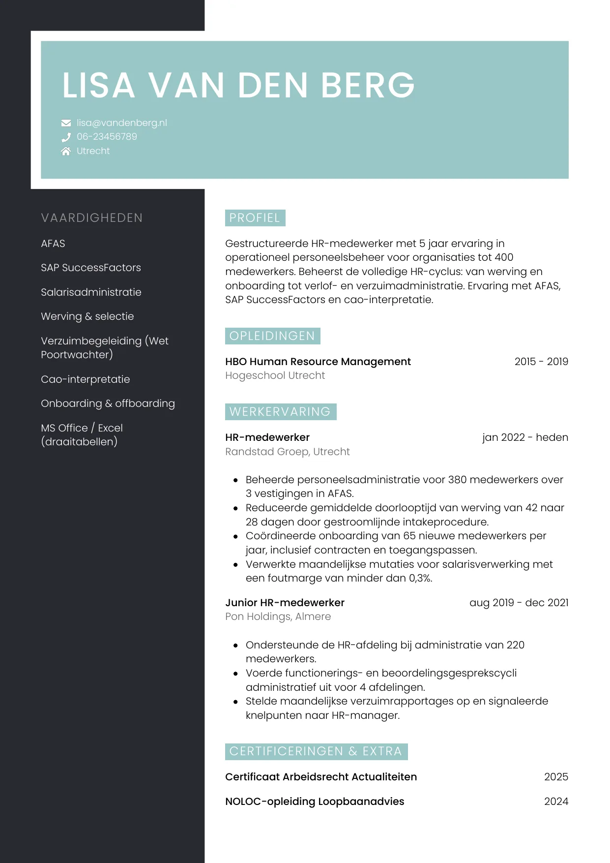 CV Elegant voor hr-medewerker