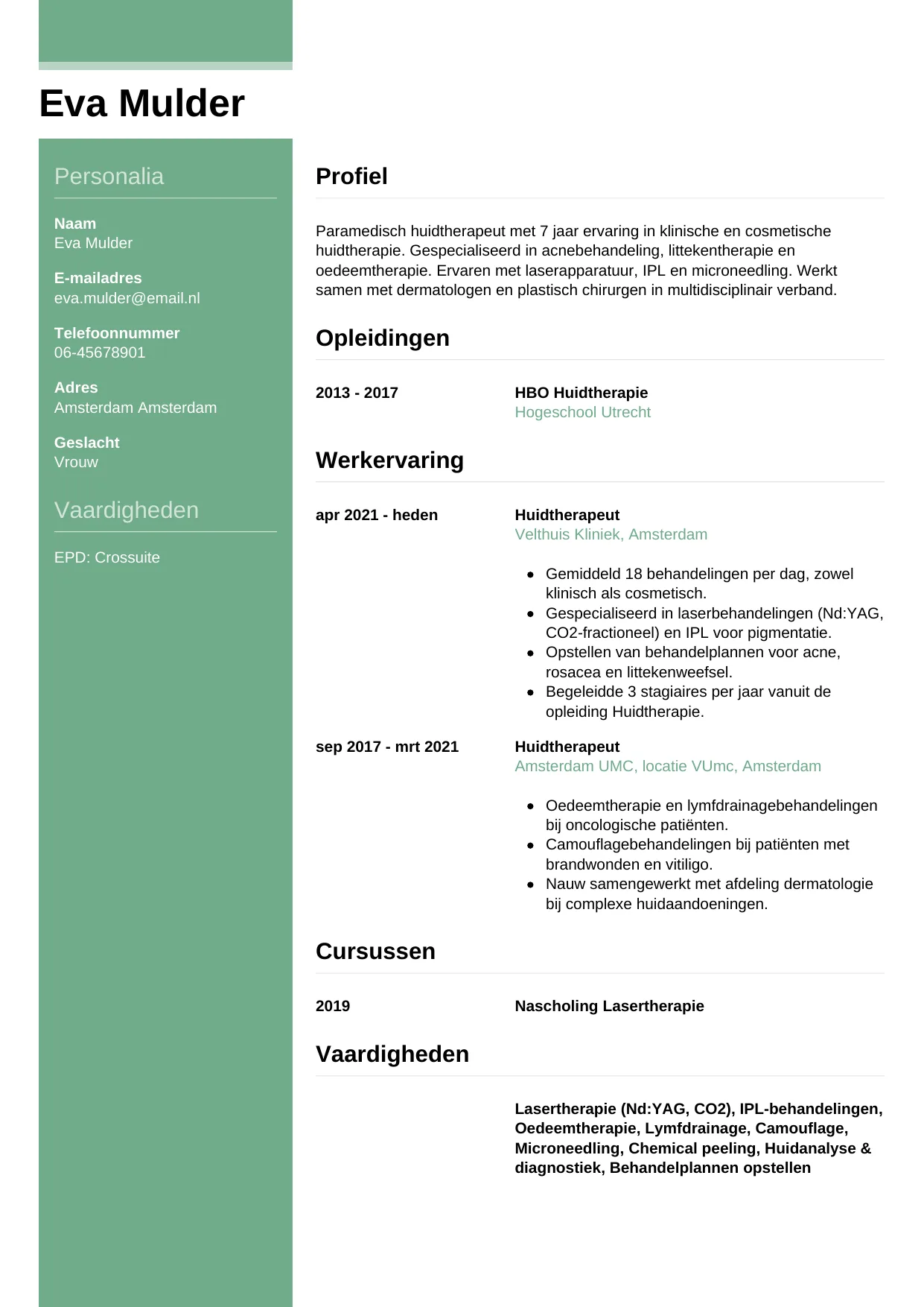 CV Casual voor huidtherapeut