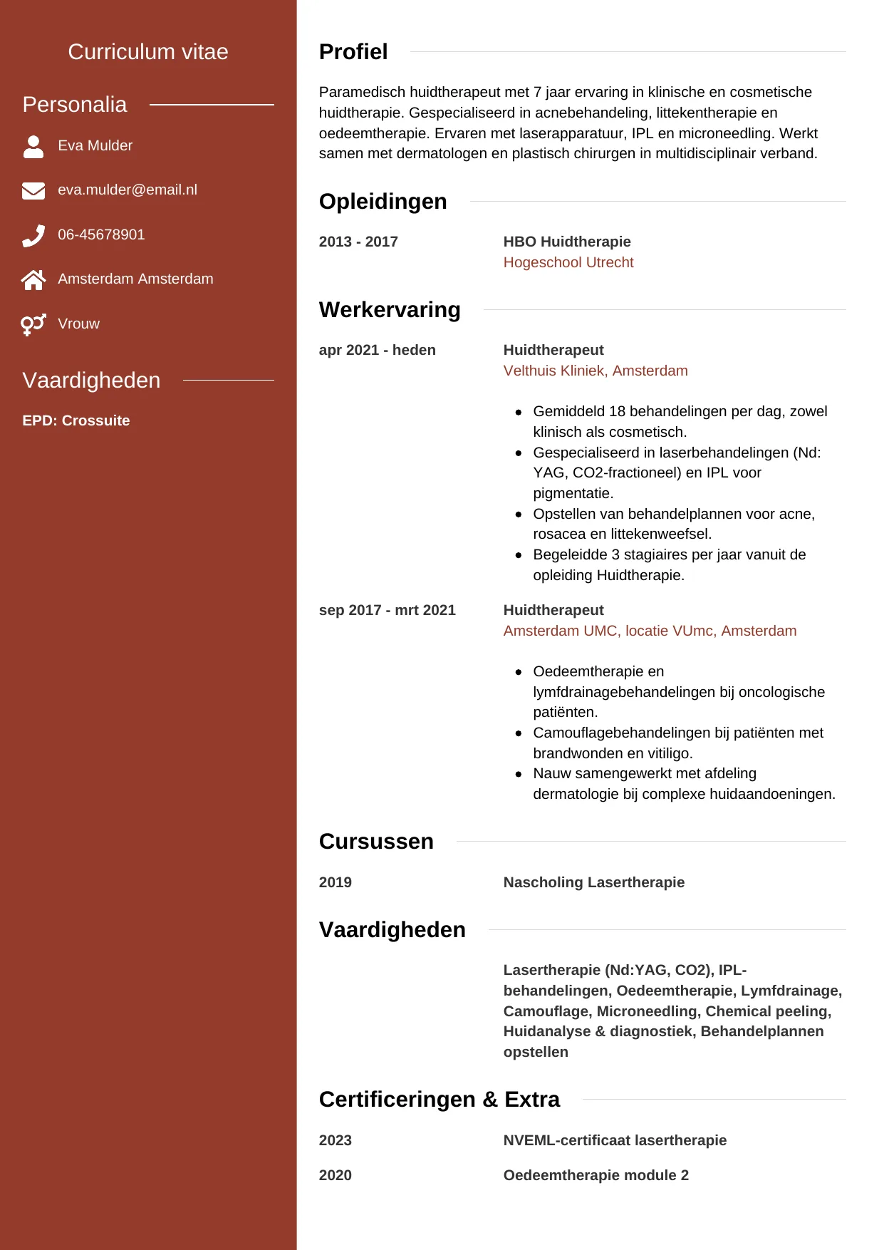 CV Modern voor huidtherapeut