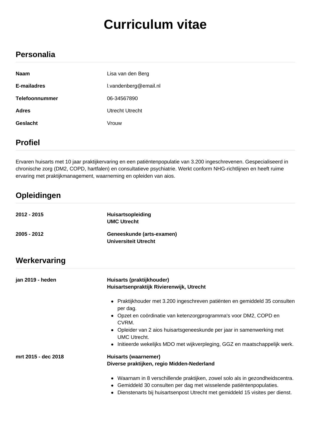 CV Simpel voor huisarts