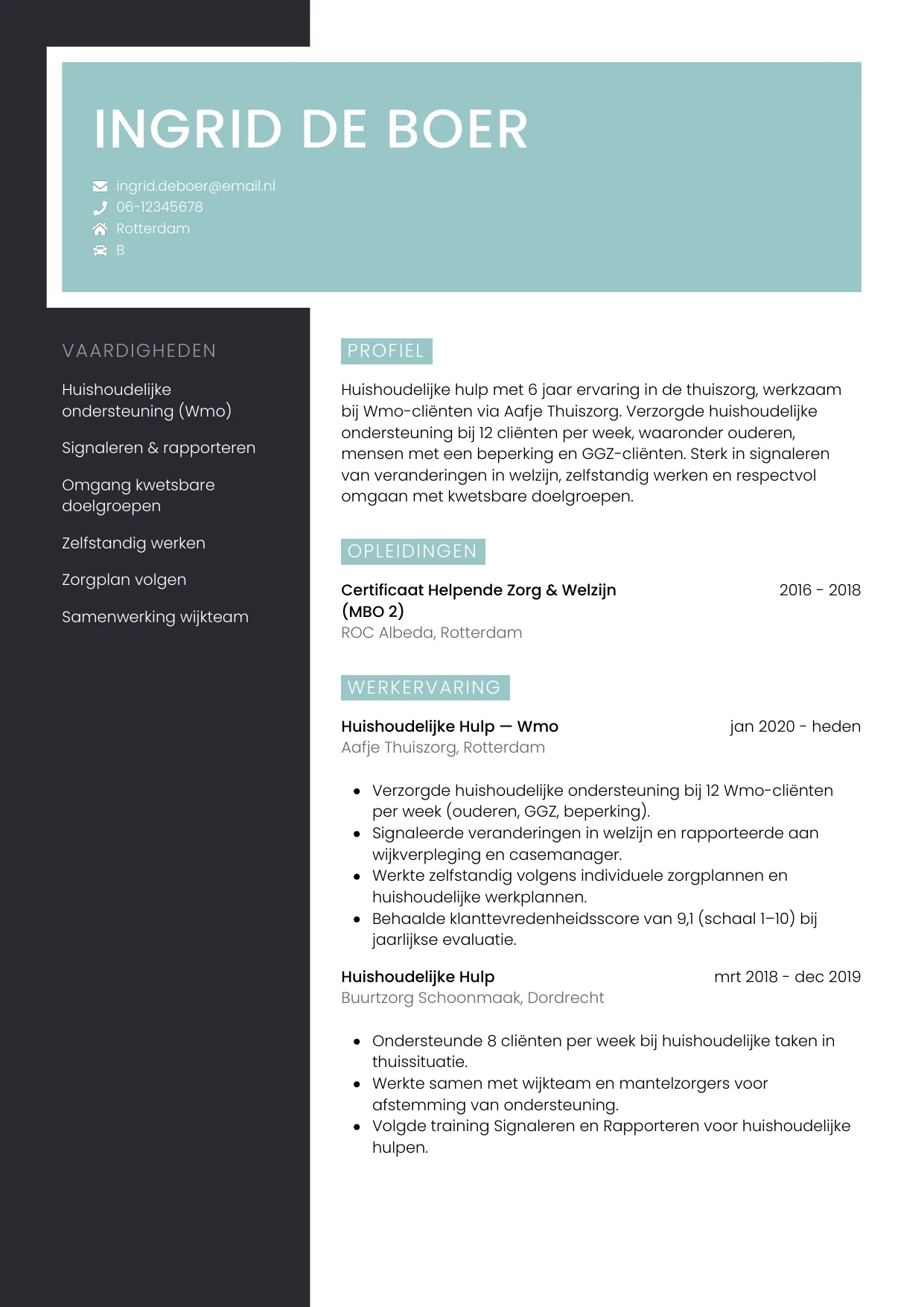 CV Elegant voor huishoudelijke hulp