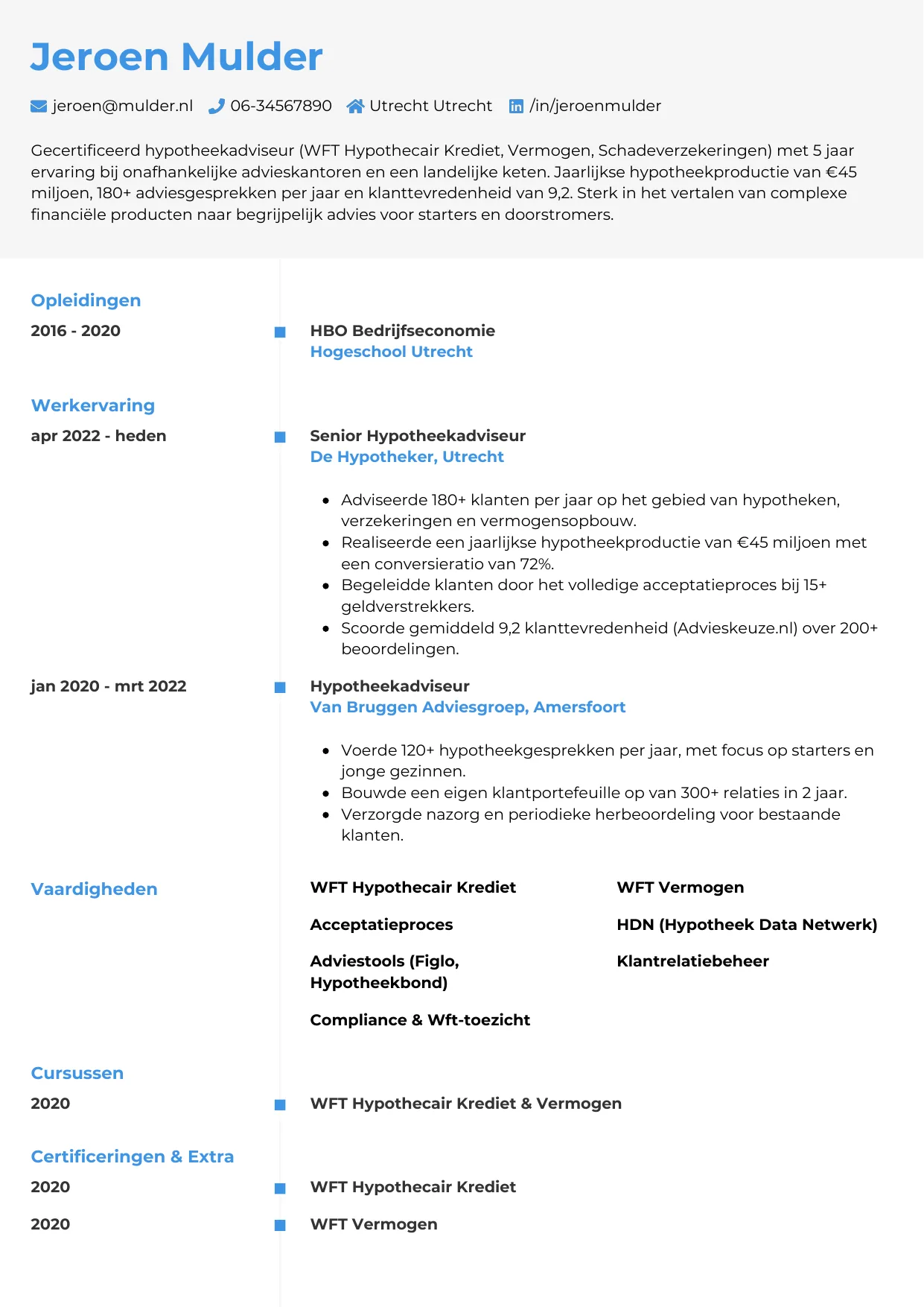 CV Chrono voor hypotheekadviseur