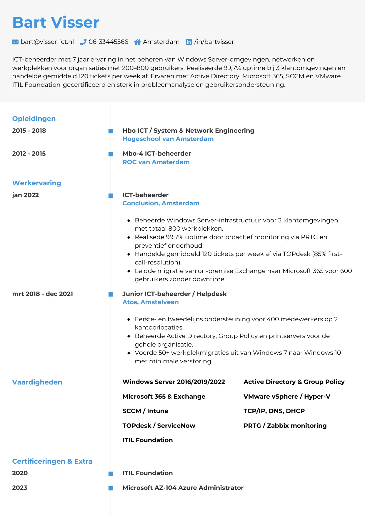 CV Chrono voor ict-beheerder