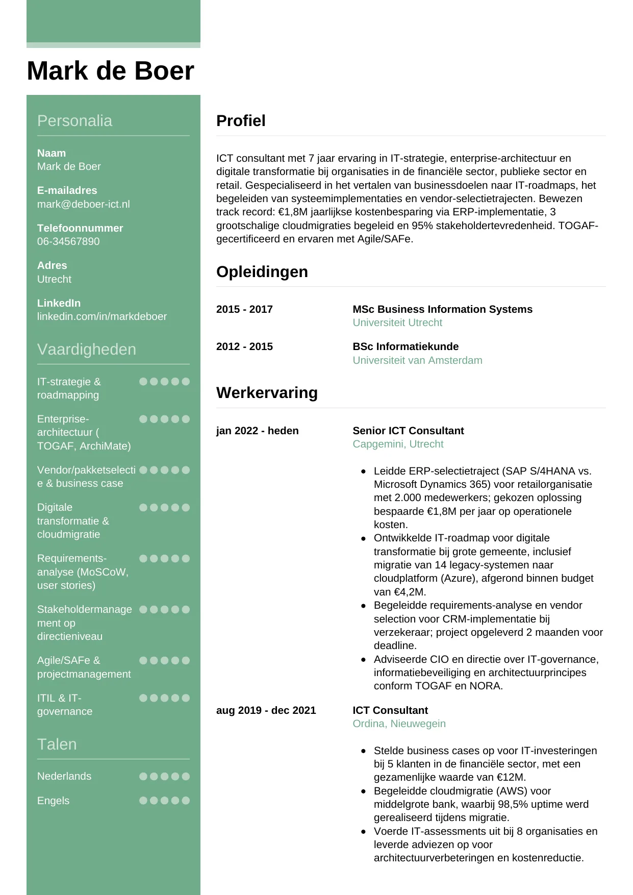 CV Casual voor ict consultant