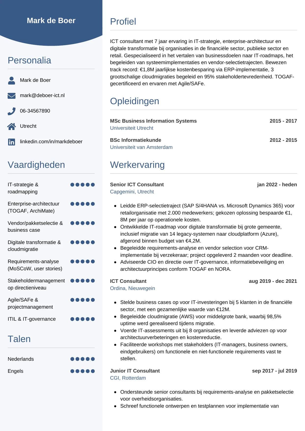 CV Circulair voor ict consultant