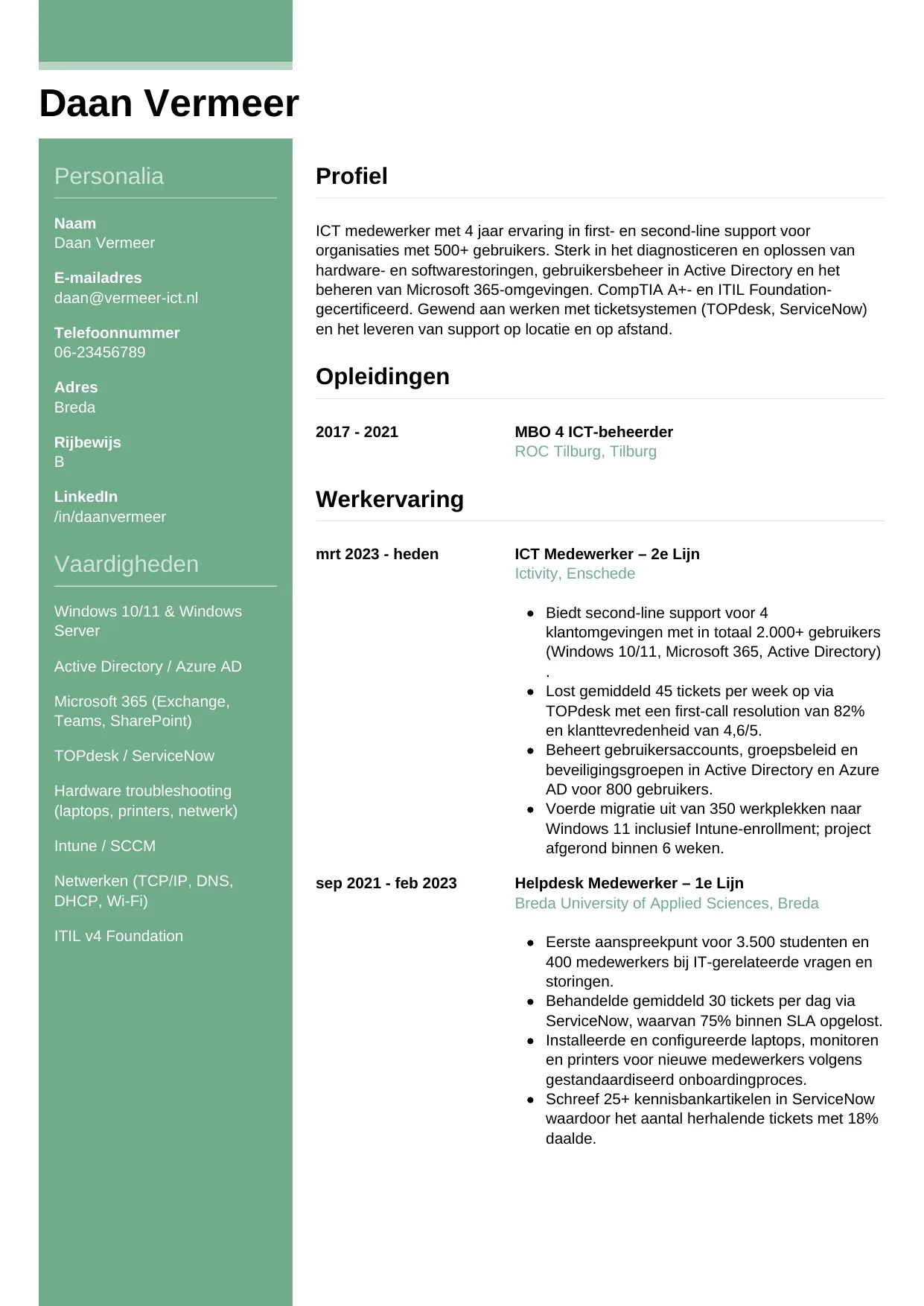 CV Casual voor ict medewerker