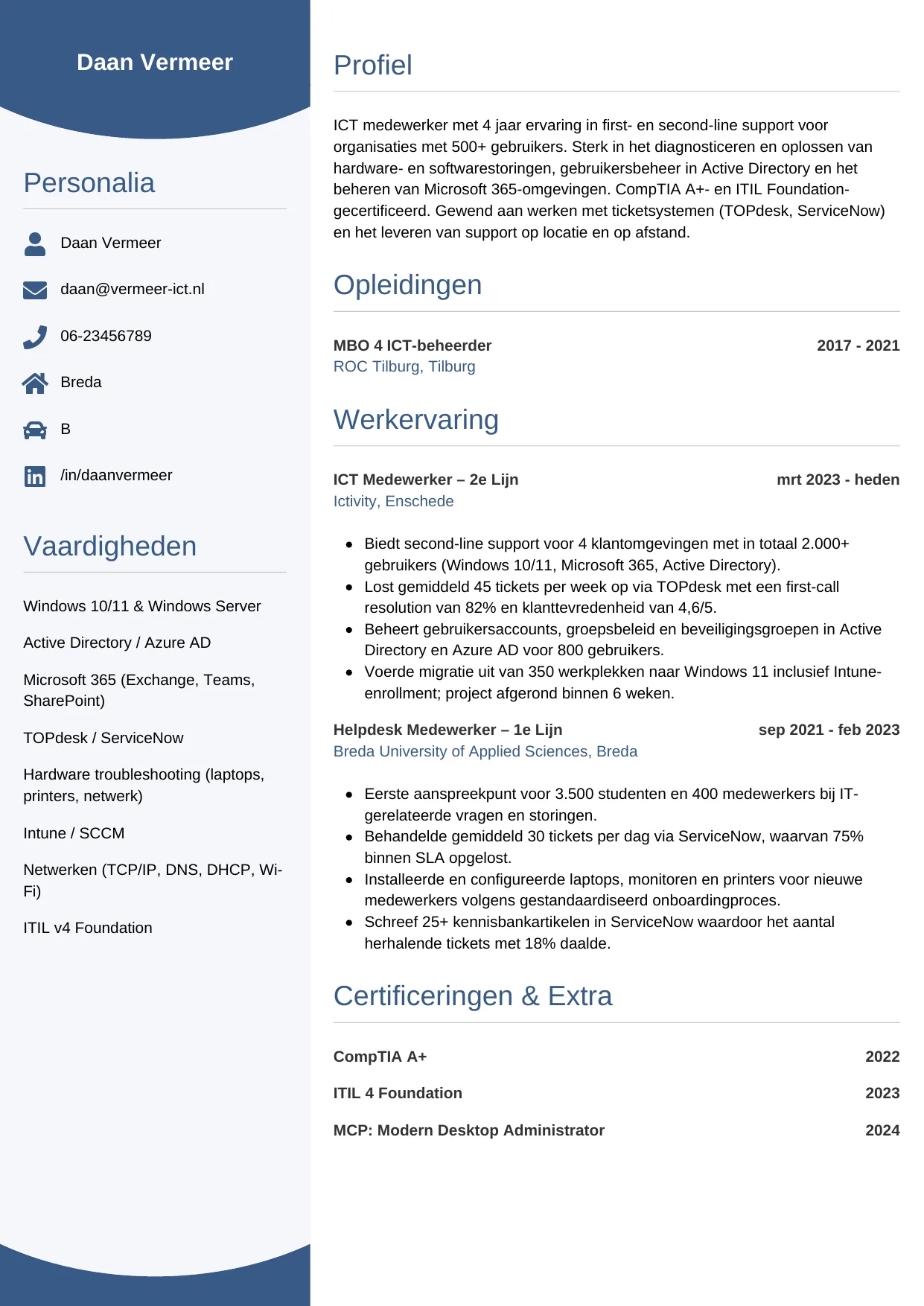 CV Modern voor ict medewerker