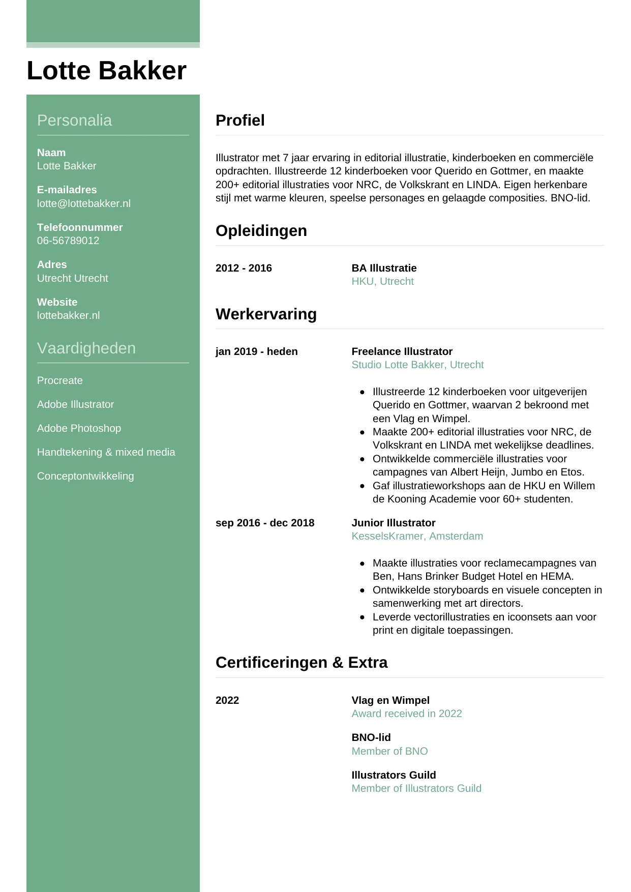 CV Casual voor illustrator