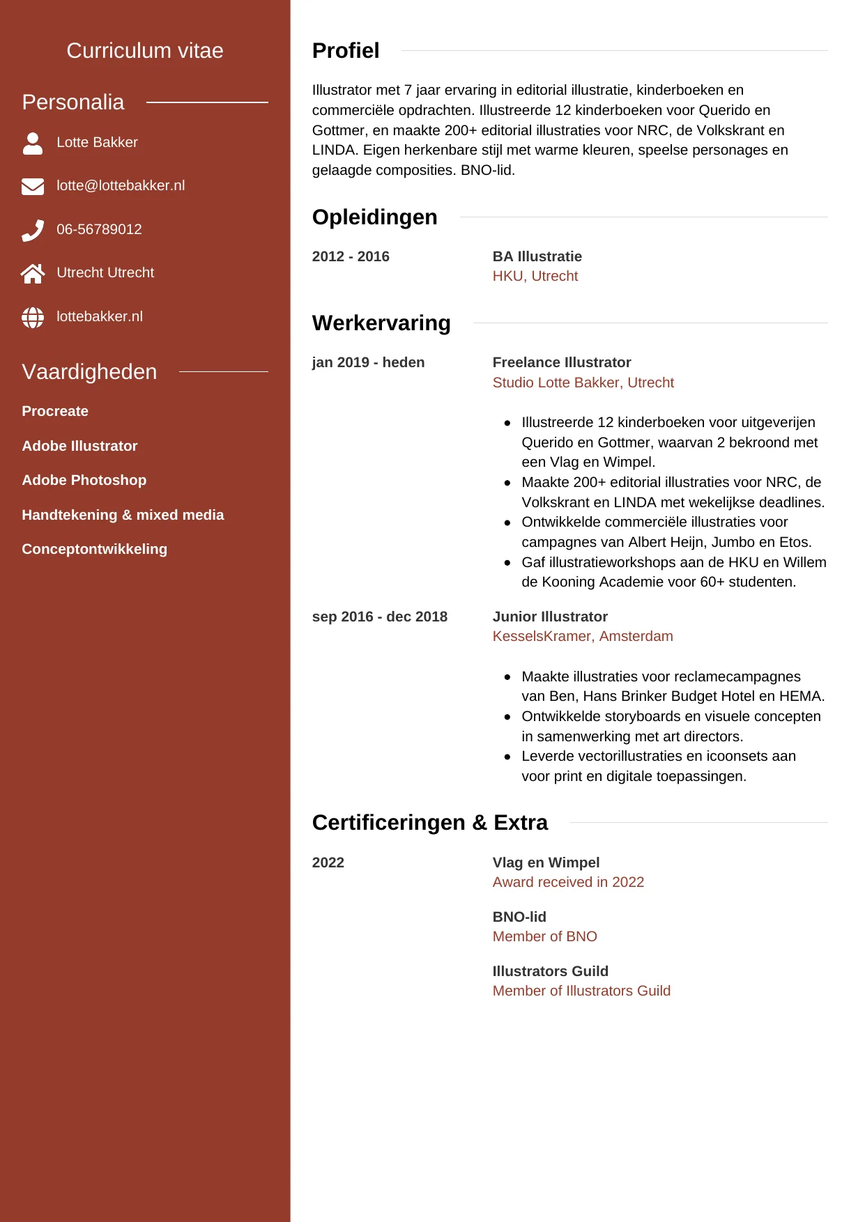 CV Modern voor illustrator