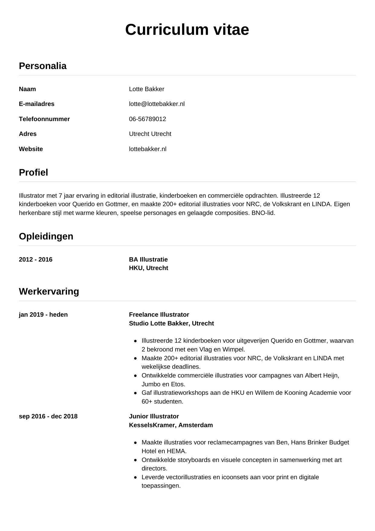 CV Simpel voor illustrator