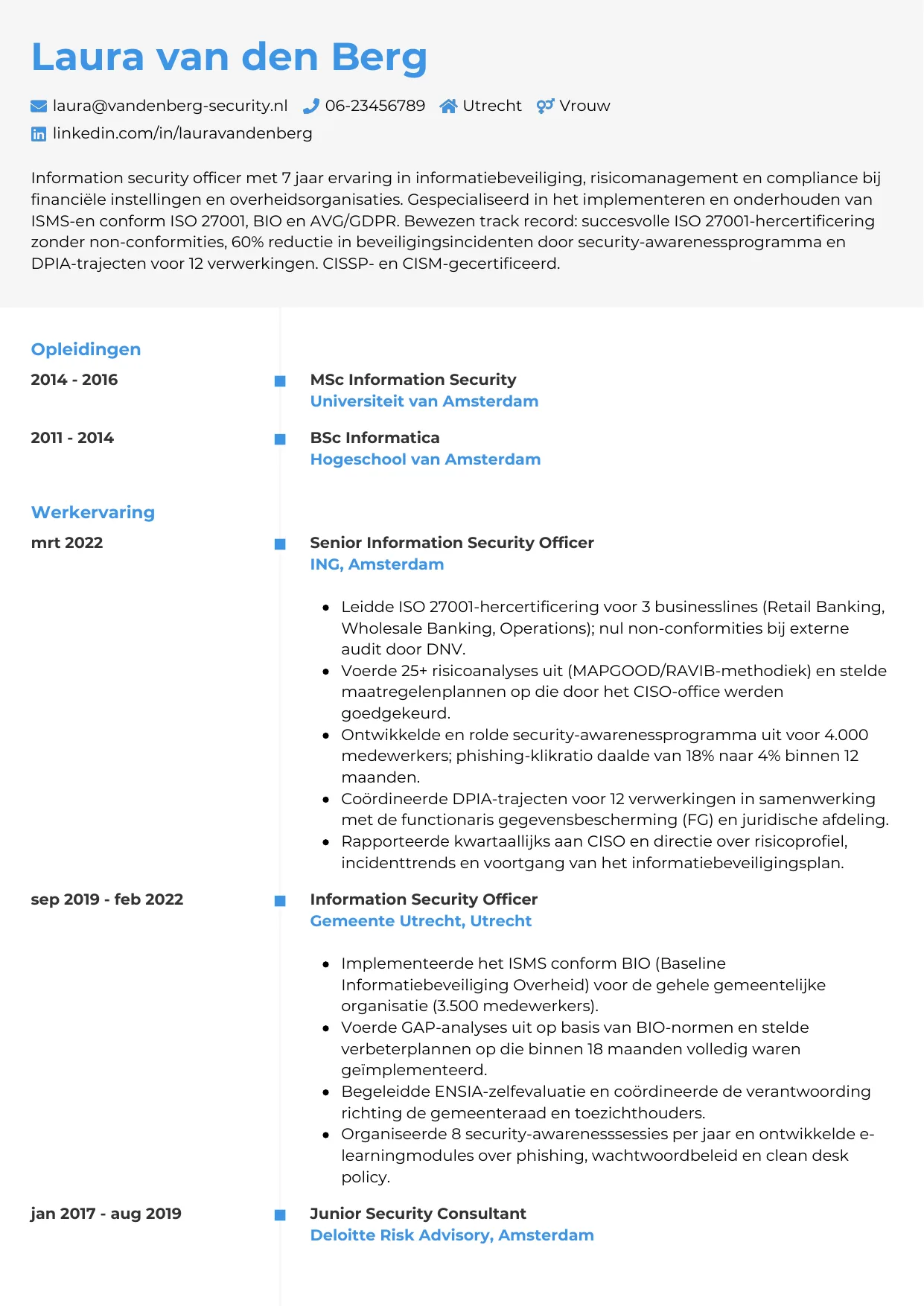 CV Chrono voor information security officer