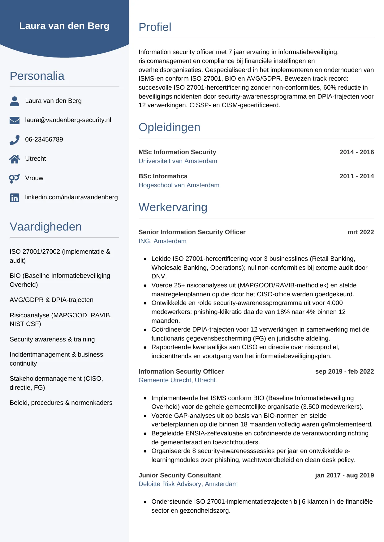 CV Circulair voor information security officer