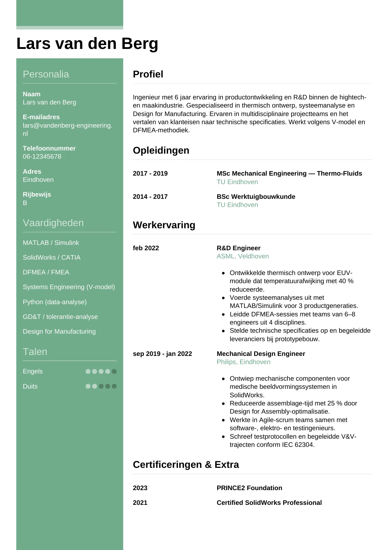 CV Casual voor ingenieur