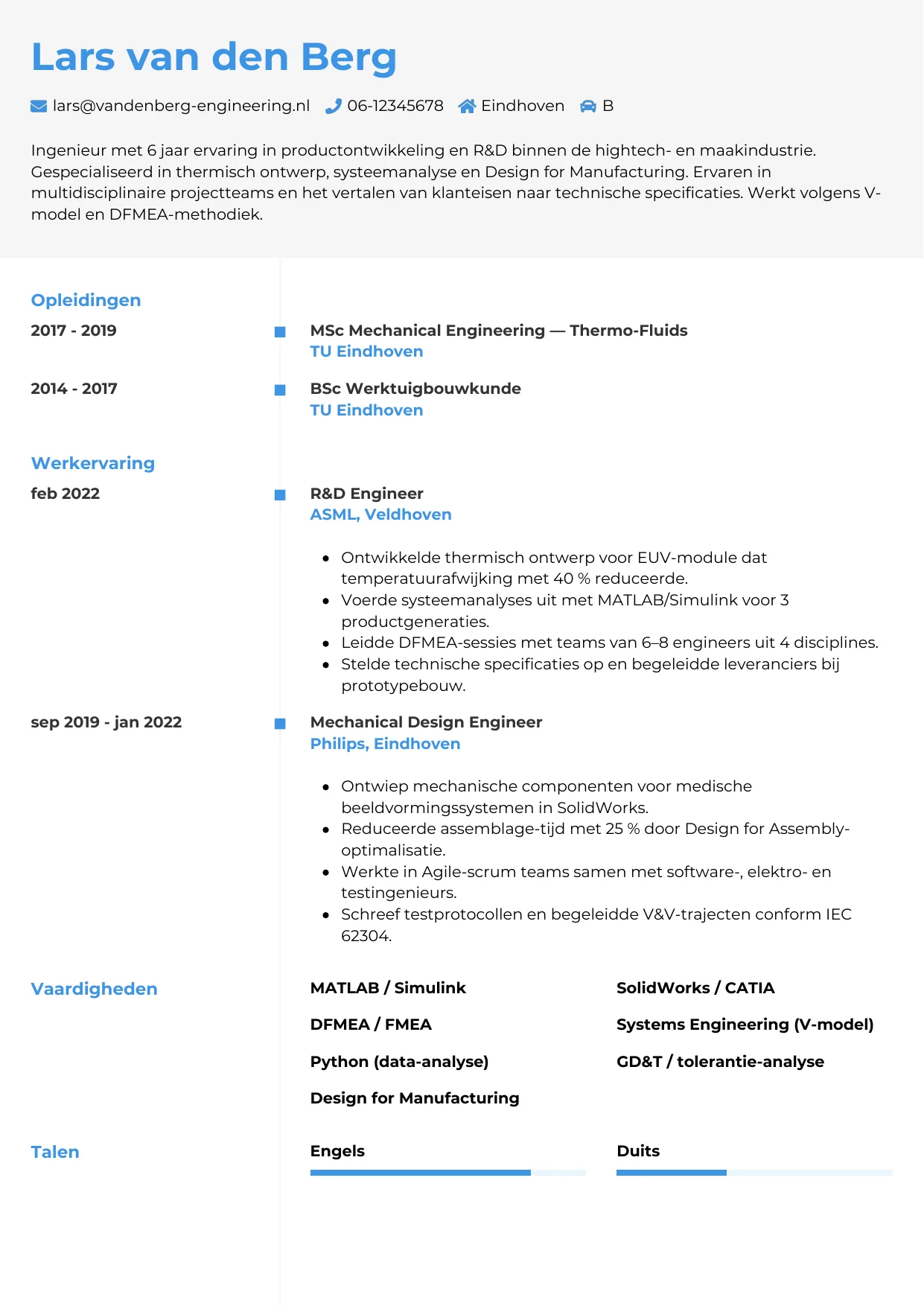CV Chrono voor ingenieur