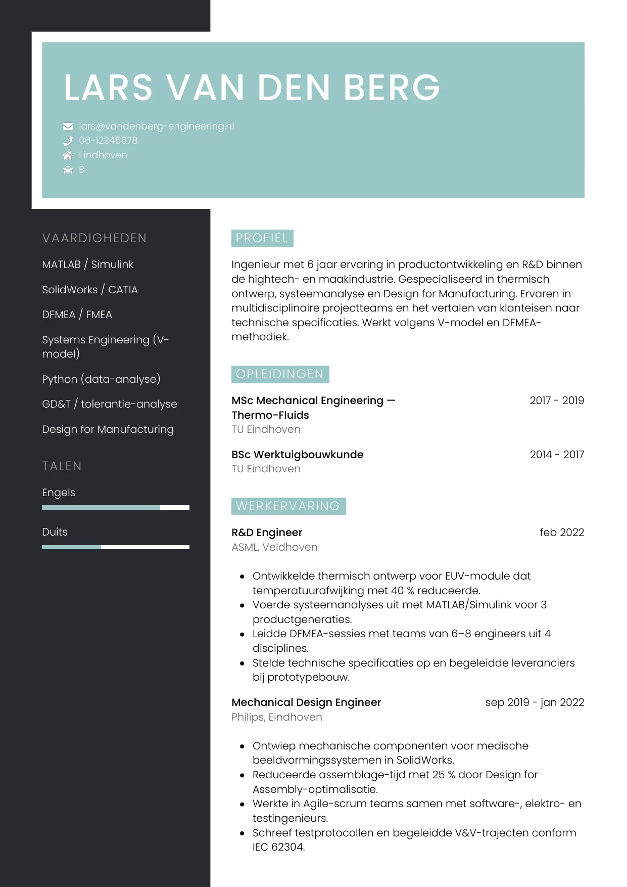 CV Elegant voor ingenieur