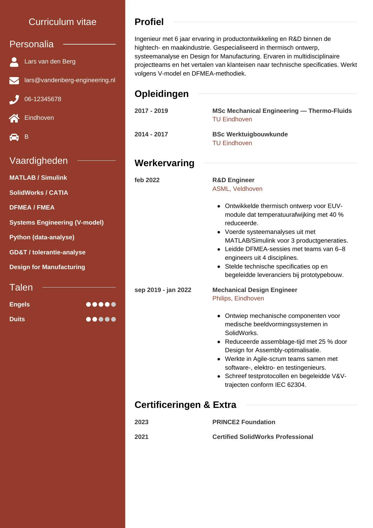 CV Modern voor ingenieur