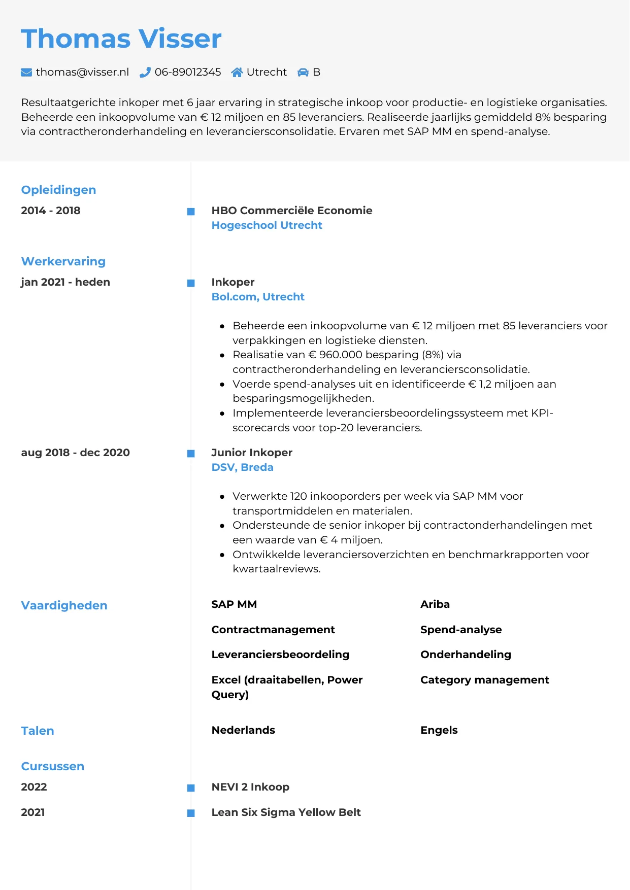 CV Chrono voor inkoper