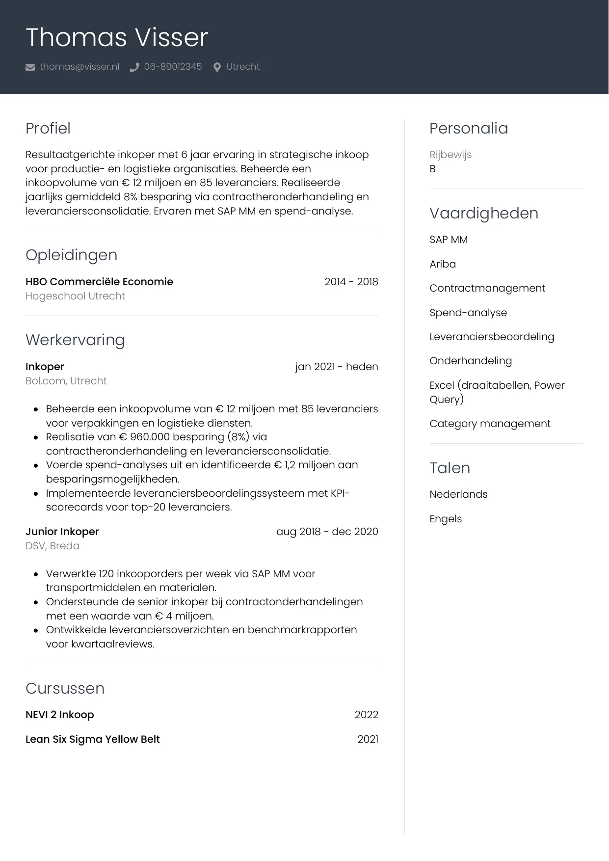 CV Professioneel voor inkoper