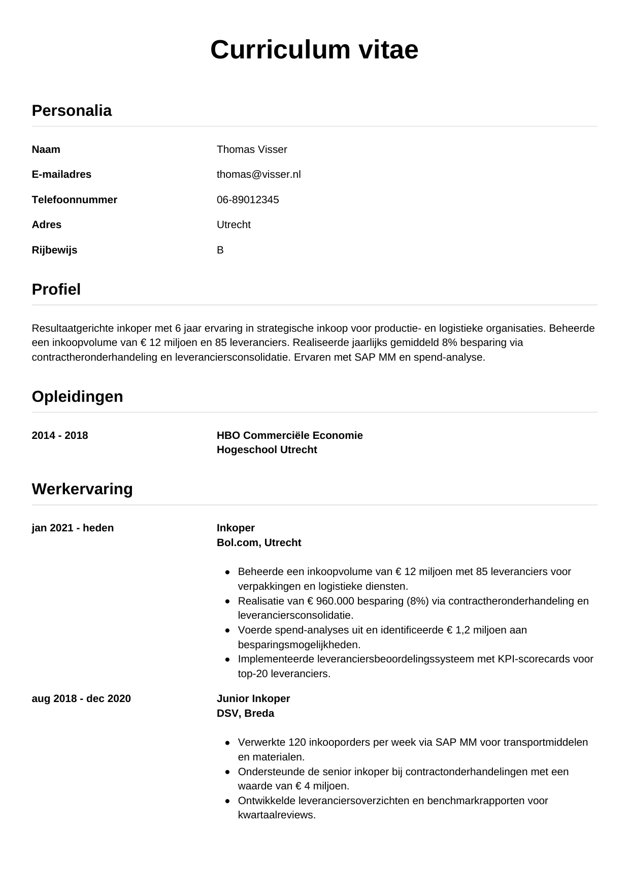 CV Simpel voor inkoper