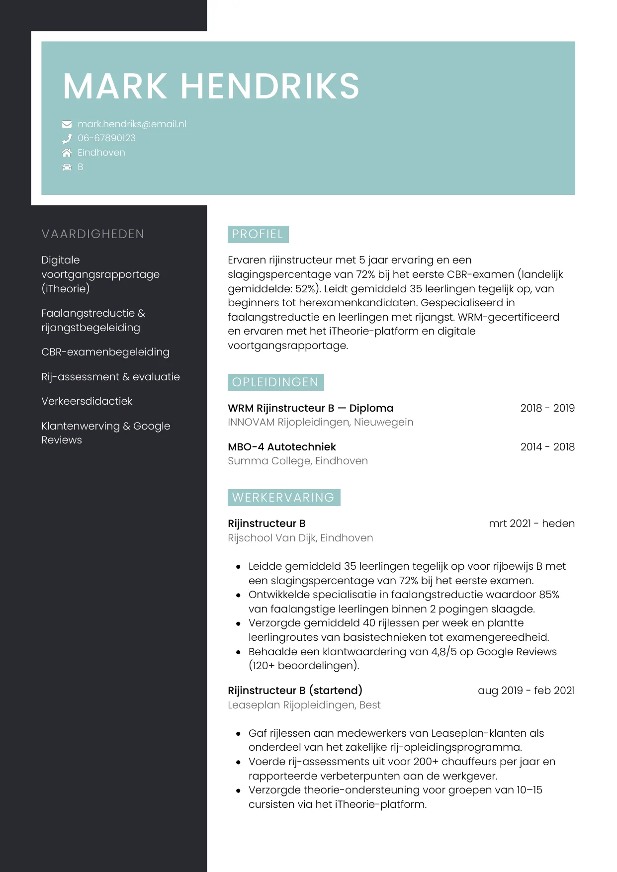 CV Elegant voor instructeur