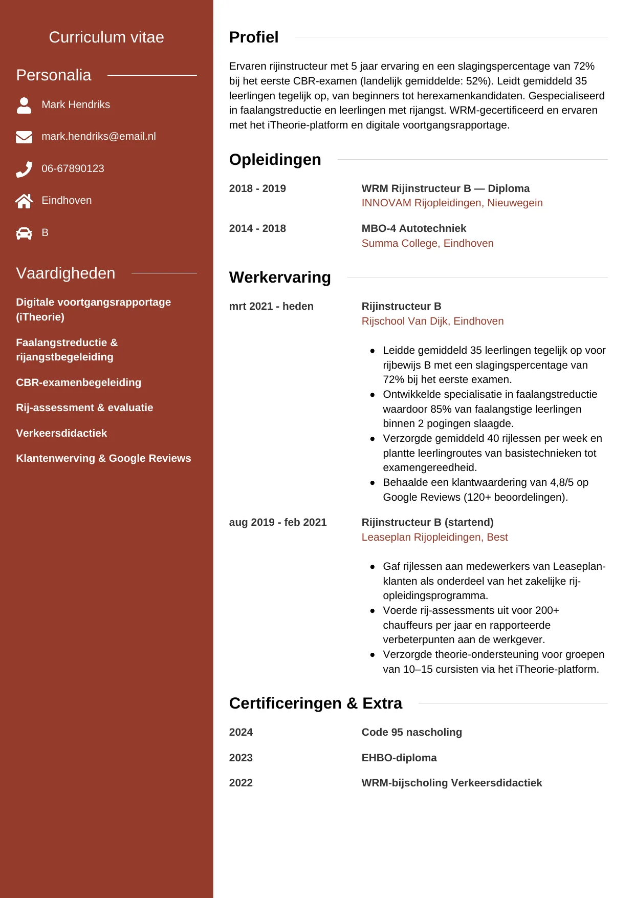 CV Modern voor instructeur