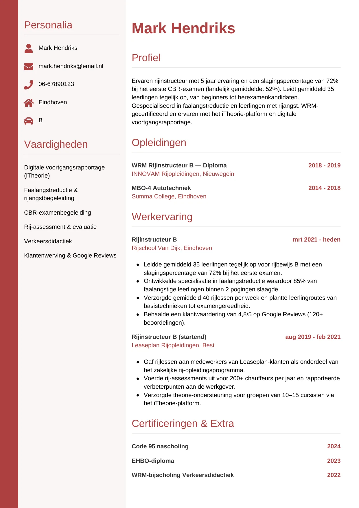 CV Verticaal voor instructeur
