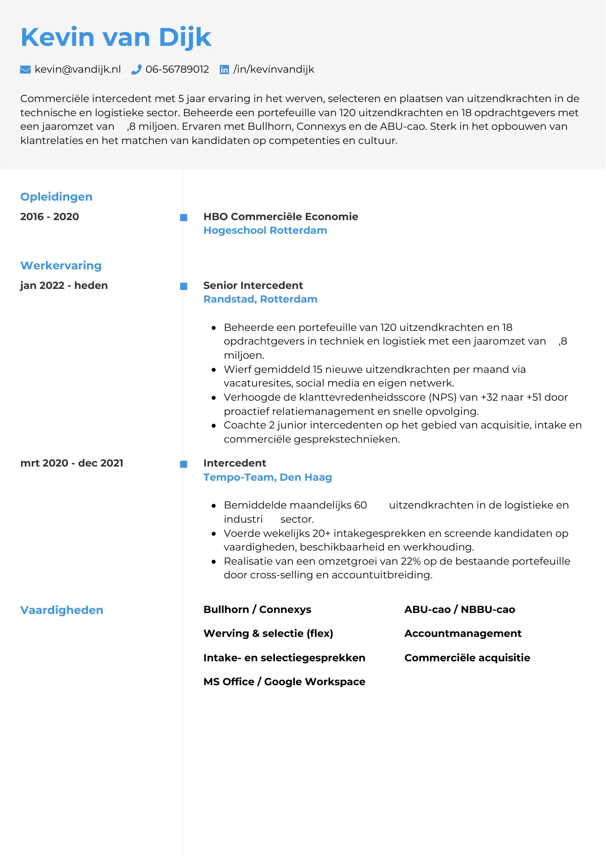 CV Chrono voor intercedent