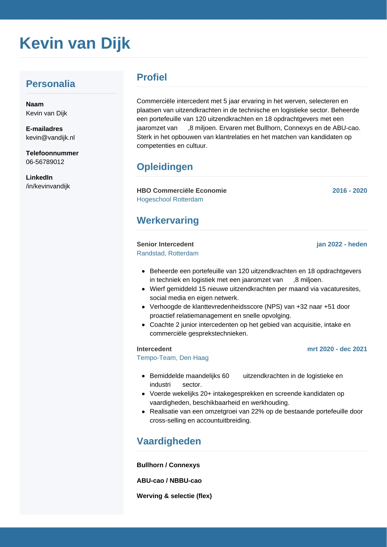 CV Horizontaal voor intercedent