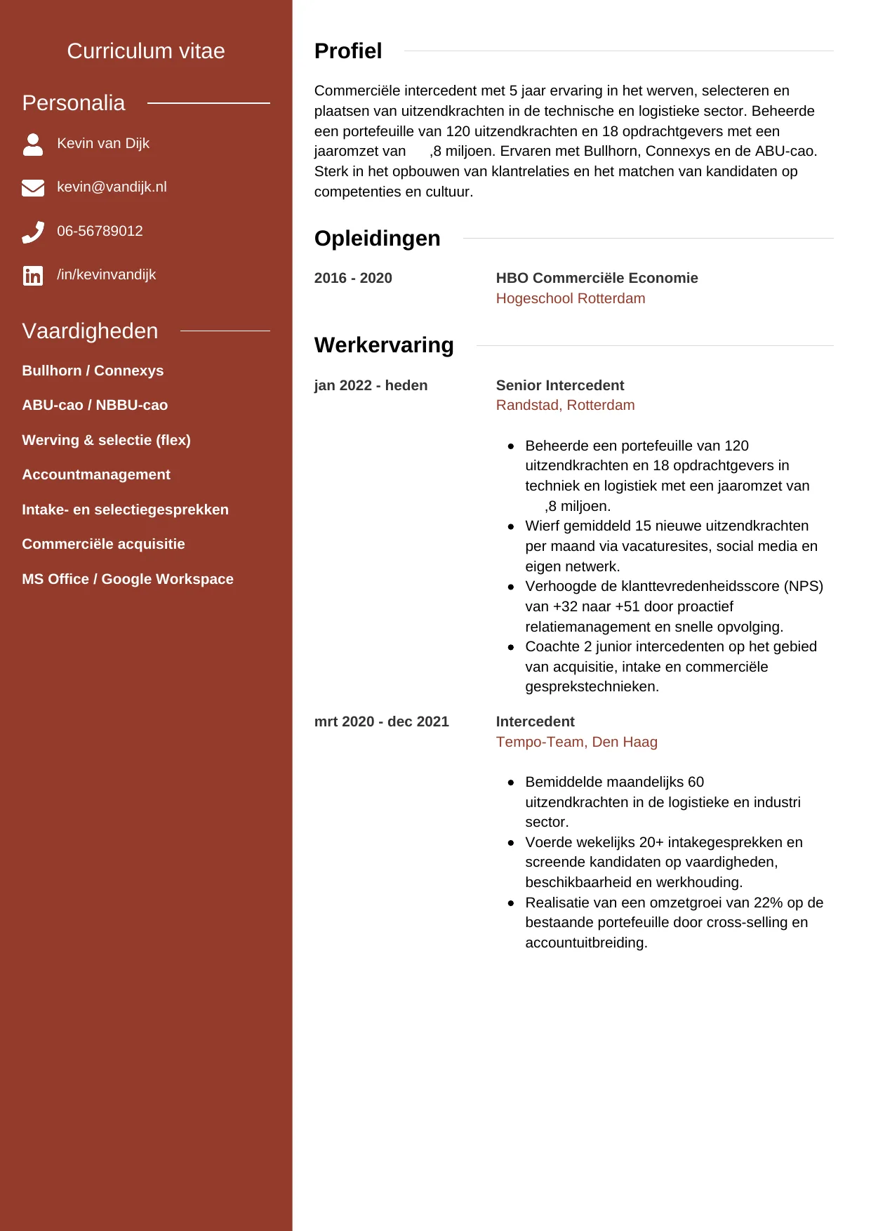 CV Modern voor intercedent