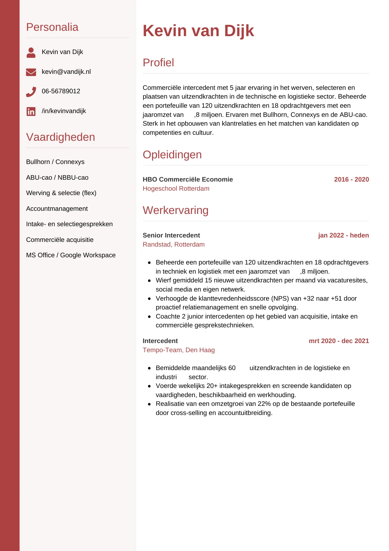CV Verticaal voor intercedent