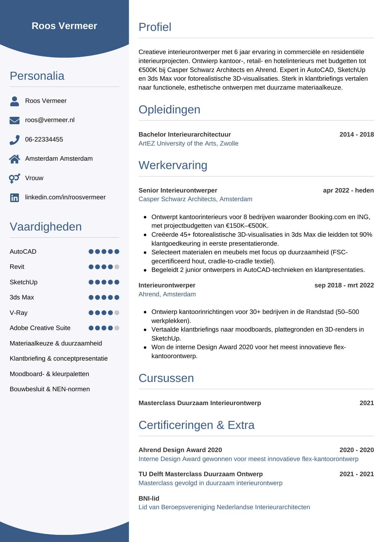 CV Circulair voor interieurontwerper