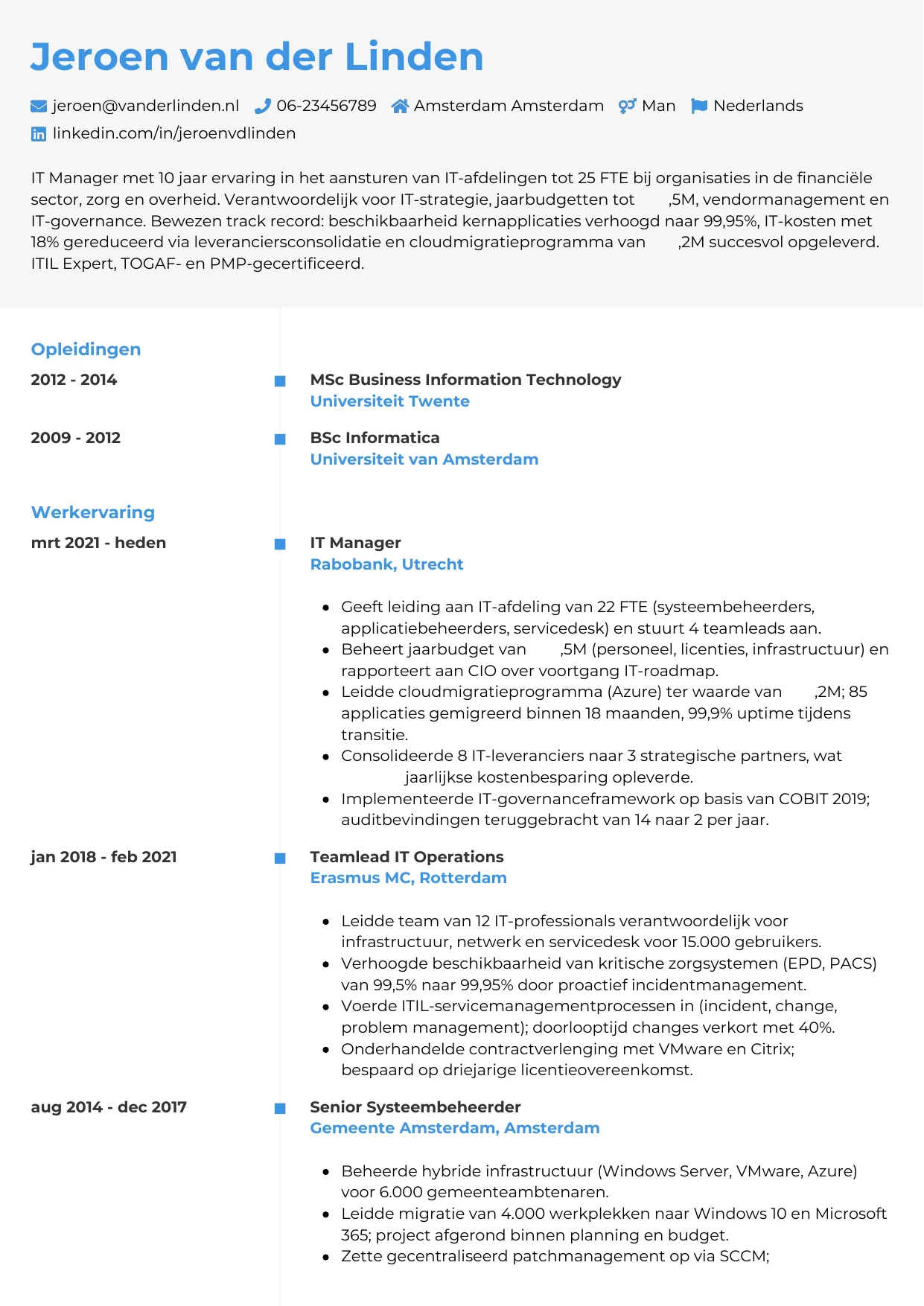 CV Chrono voor it manager