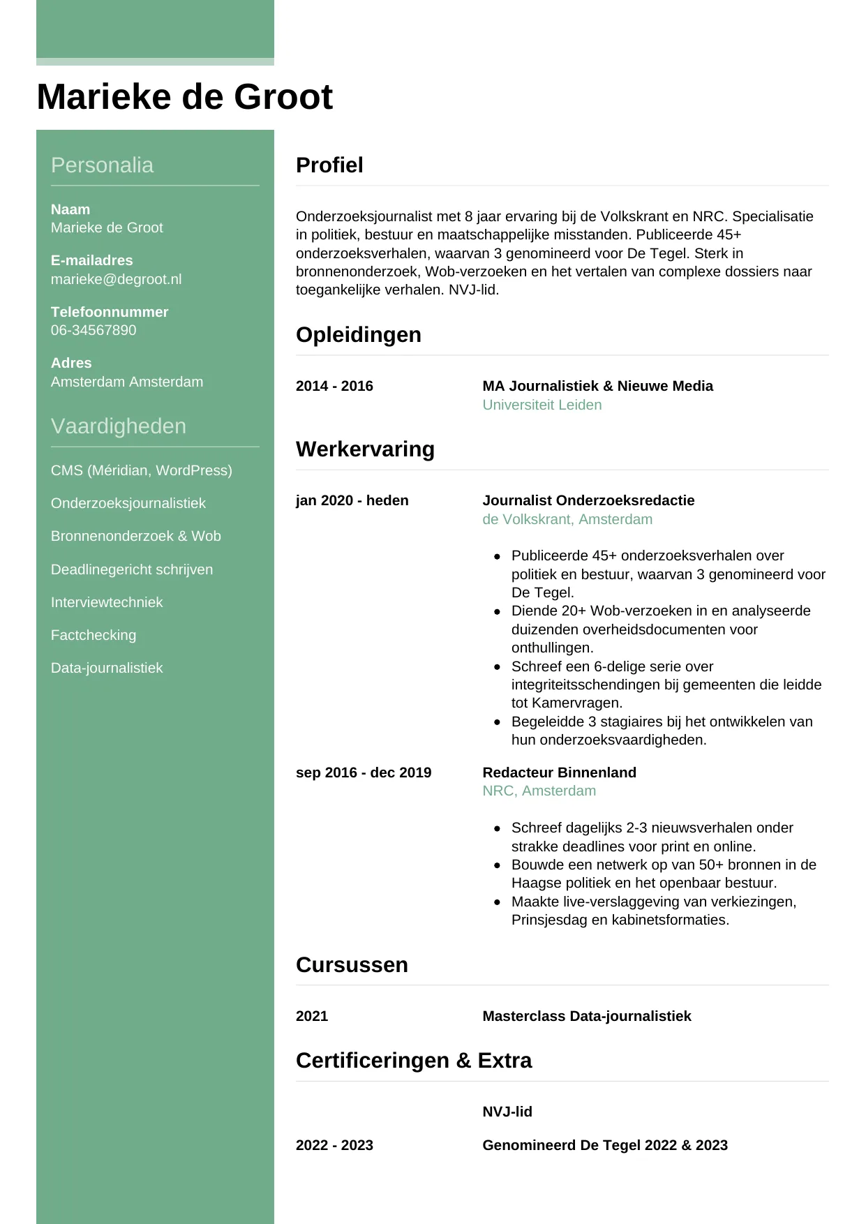CV Casual voor journalist