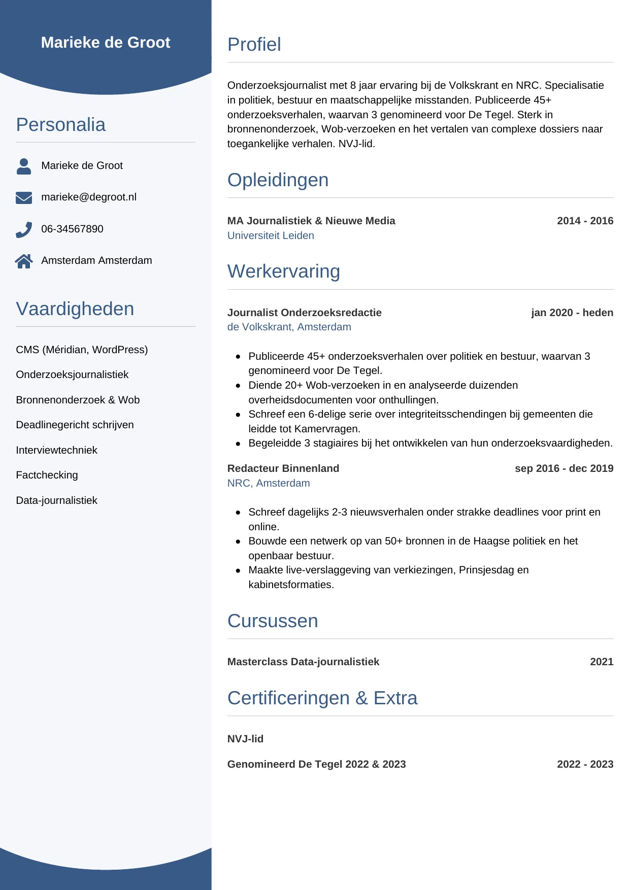 CV Circulair voor journalist