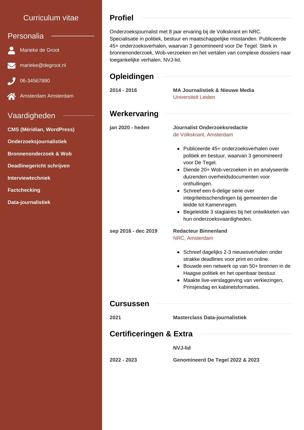 CV Modern voor journalist