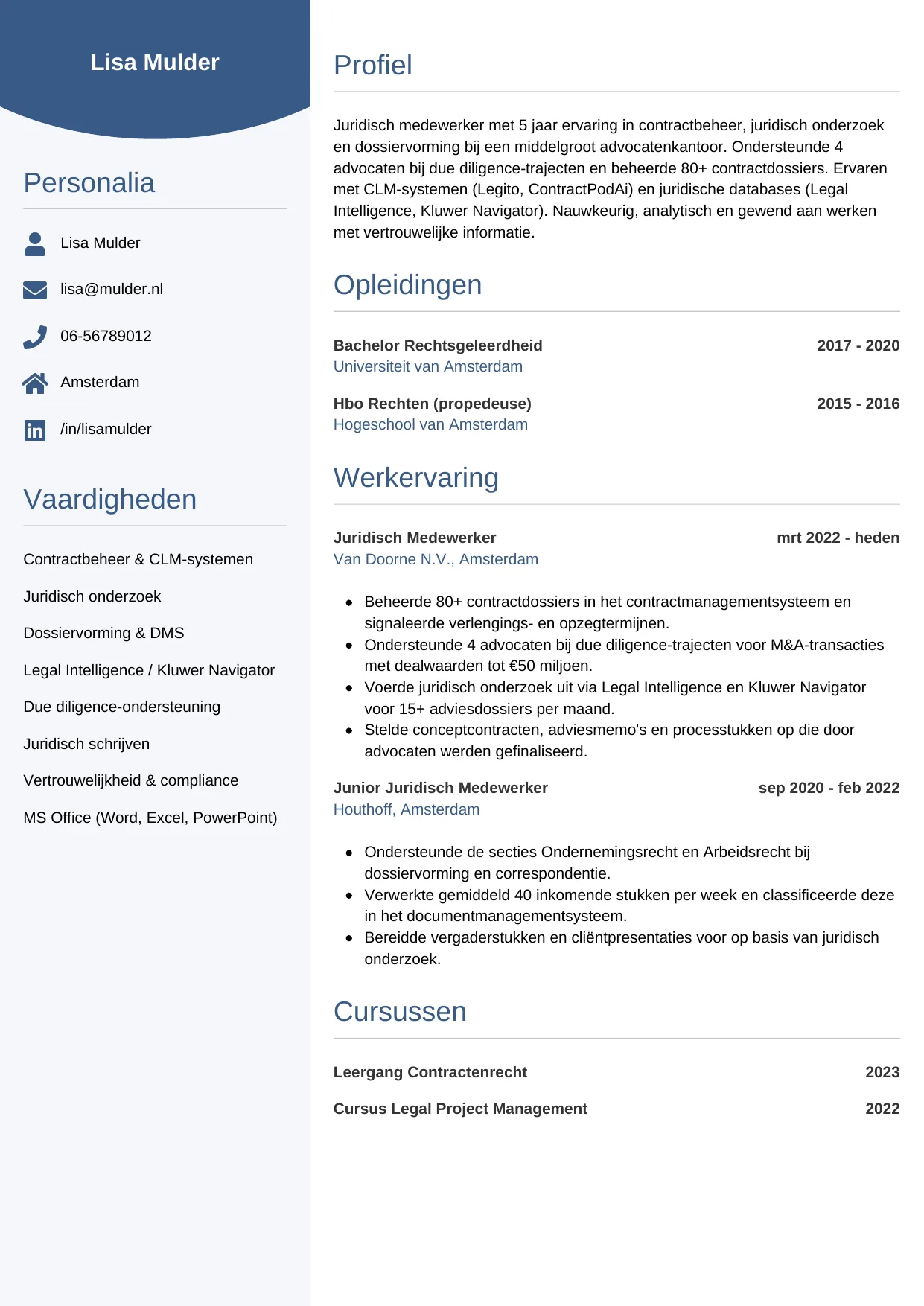 CV Circulair voor juridisch medewerker