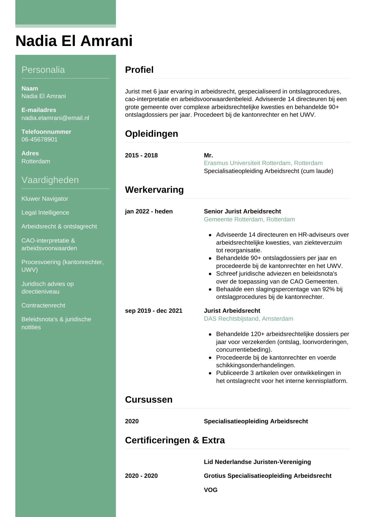 CV Casual voor jurist