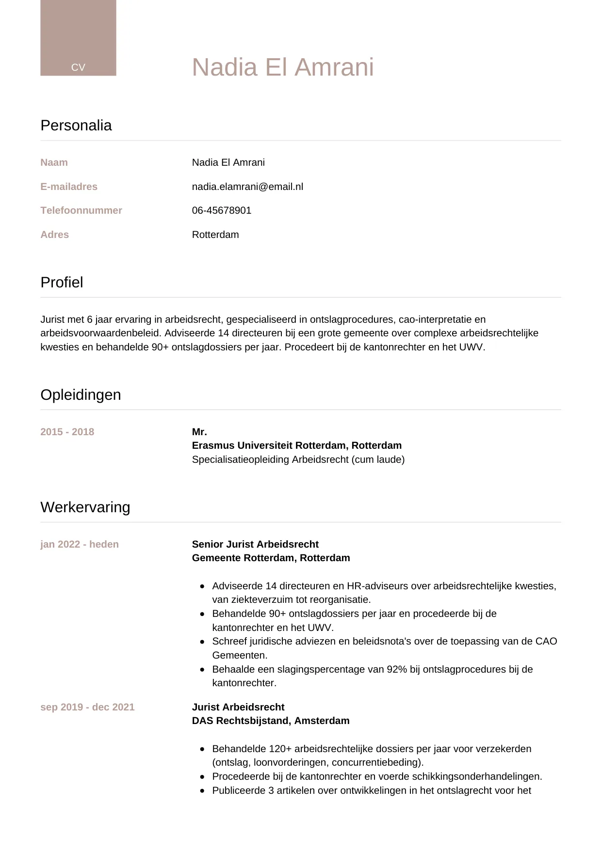 CV Luxe voor jurist