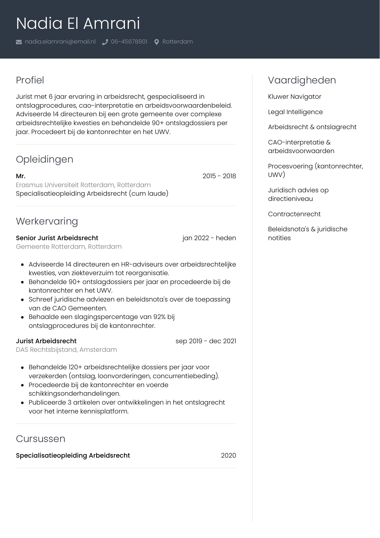 CV Professioneel voor jurist