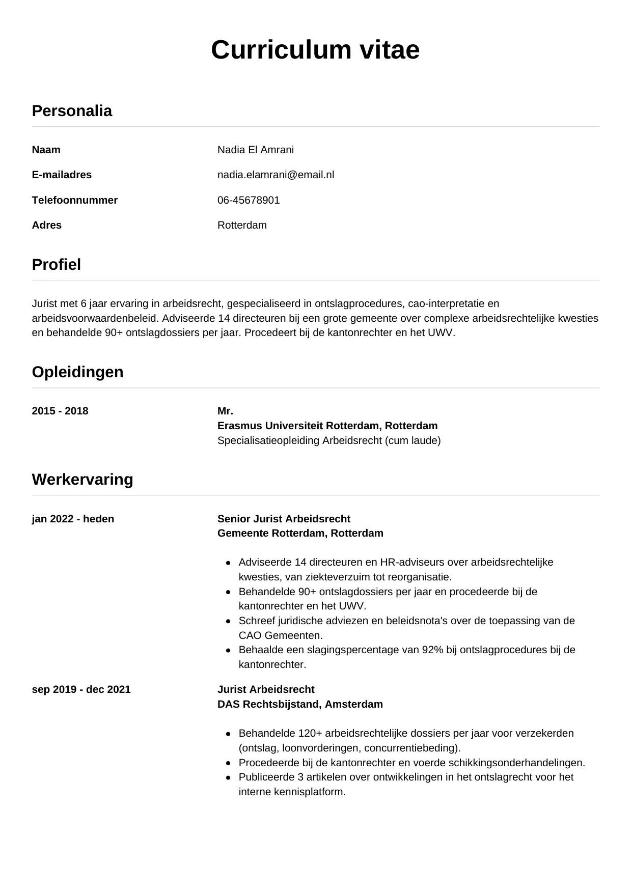 CV Simpel voor jurist