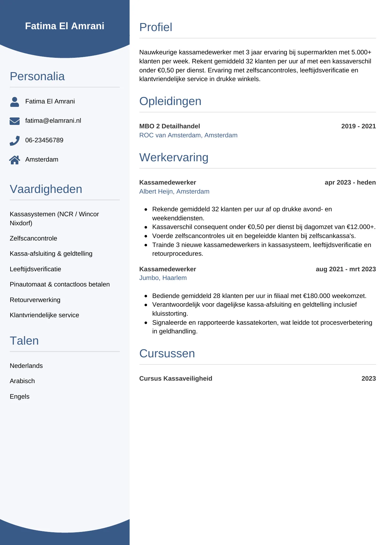 CV Circulair voor kassamedewerker