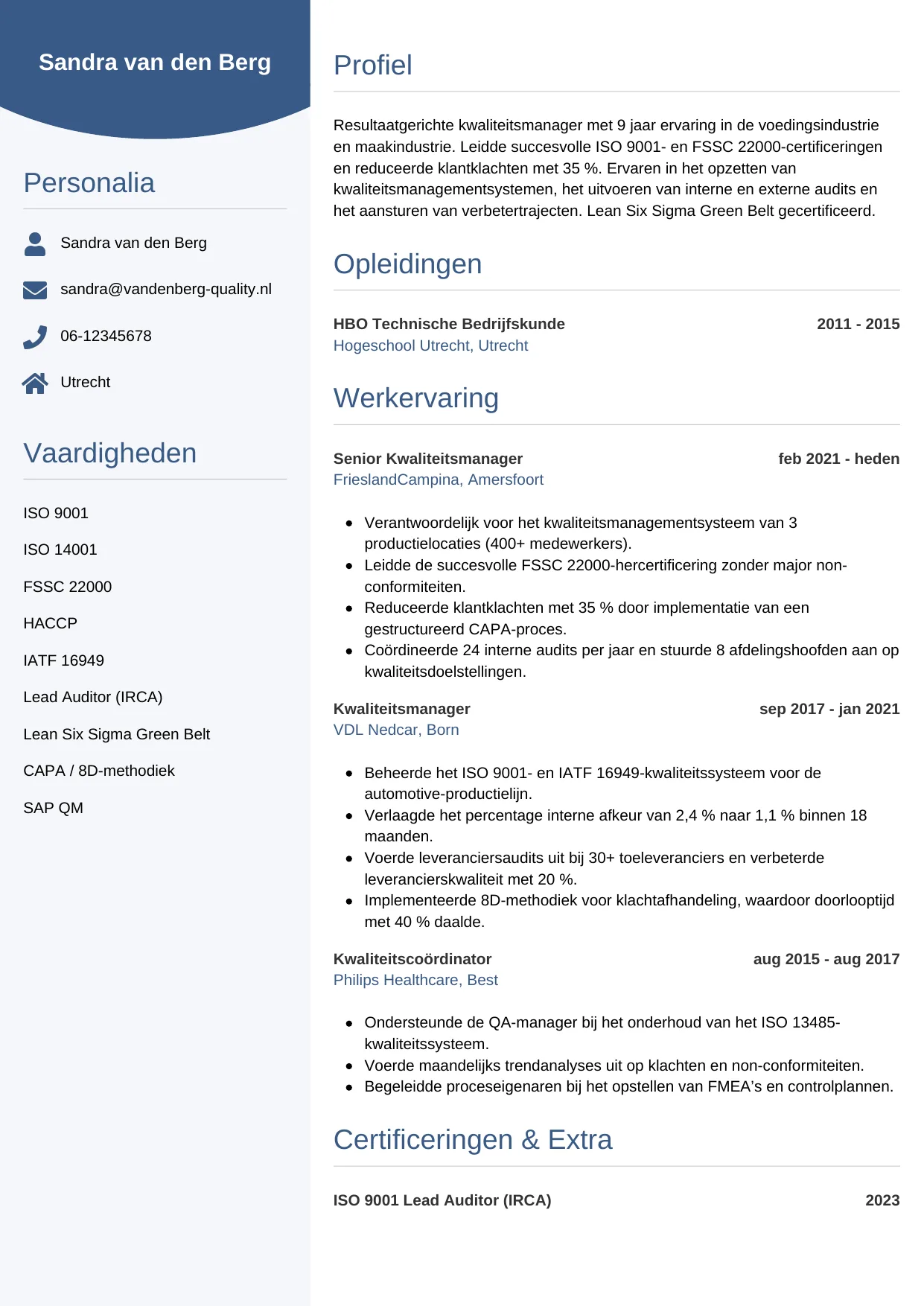 CV Circulair voor kwaliteitsmanager